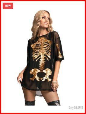 Sequin Halloween Costume Party Dress Flattering Fit Mesh